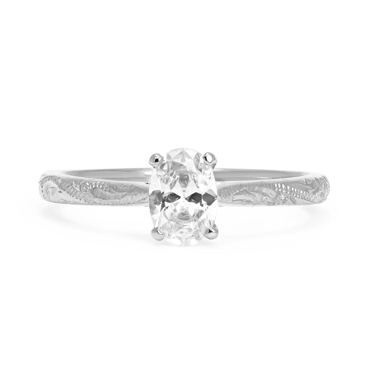 Athena Grande Ethical Diamond Gold Engagement Ring, 18ct recycled white gold and oval-cut conflict-free diamond