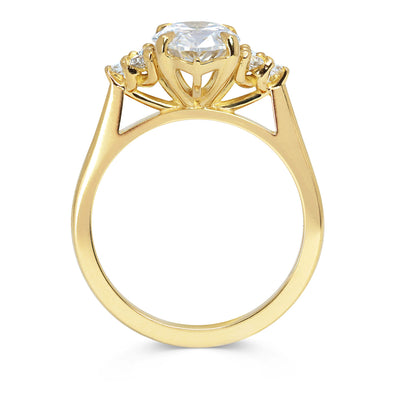 Bespoke George ethical recycled gold and lab-grown diamond cluster engagement ring, side