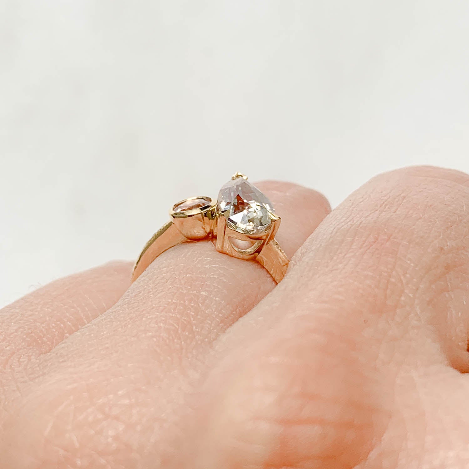 Fancy Champagne Sapphire Toi et Moi Ring