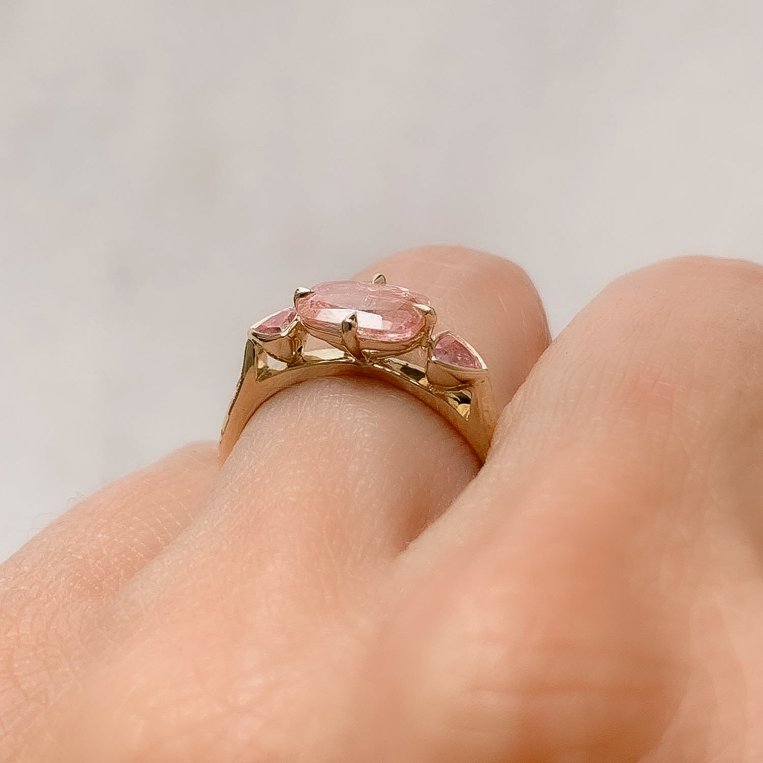 Fancy Pink Sapphire Trilogy Ring