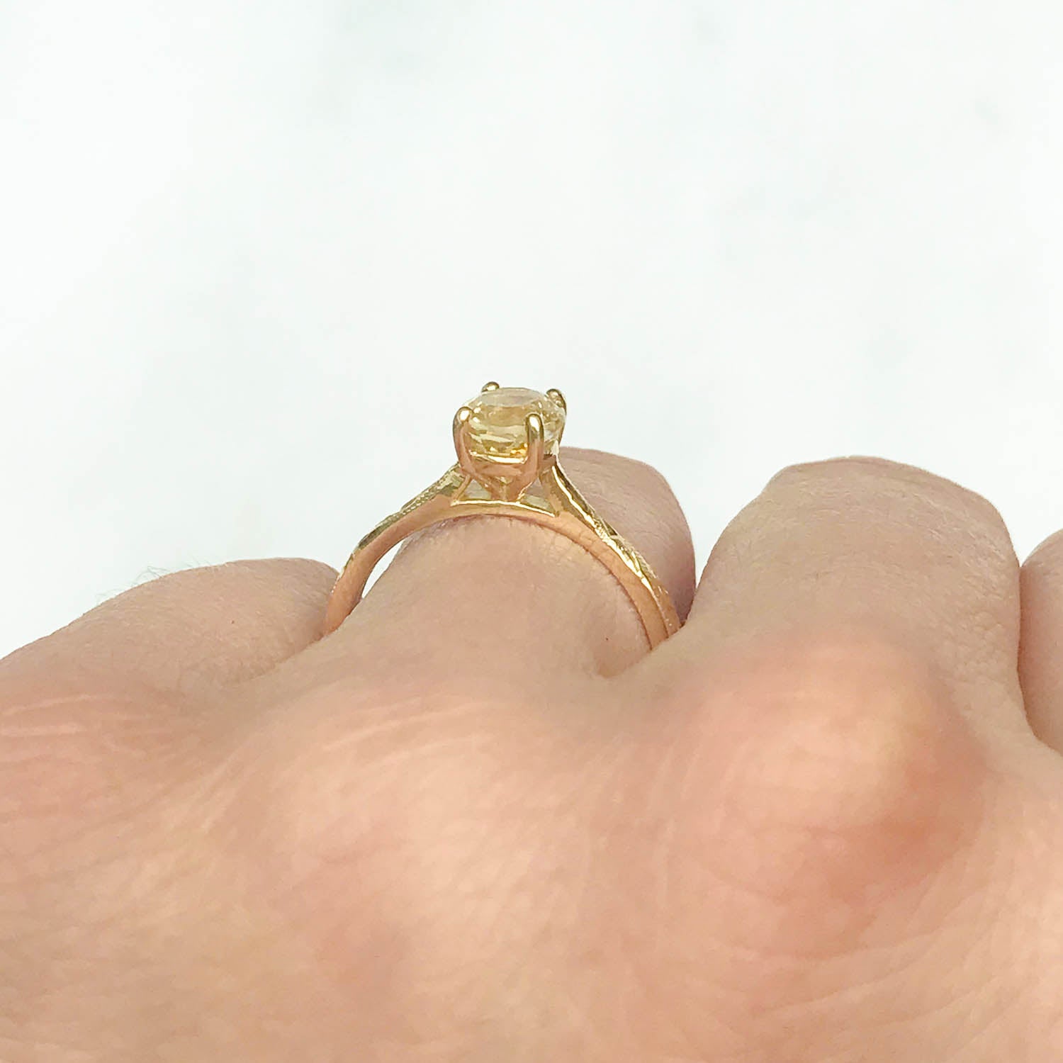 Fancy Athena Yellow Oval Cut Sapphire Solitaire Engagement Ring, 18ct Ethical Gold, Ready to Go 3