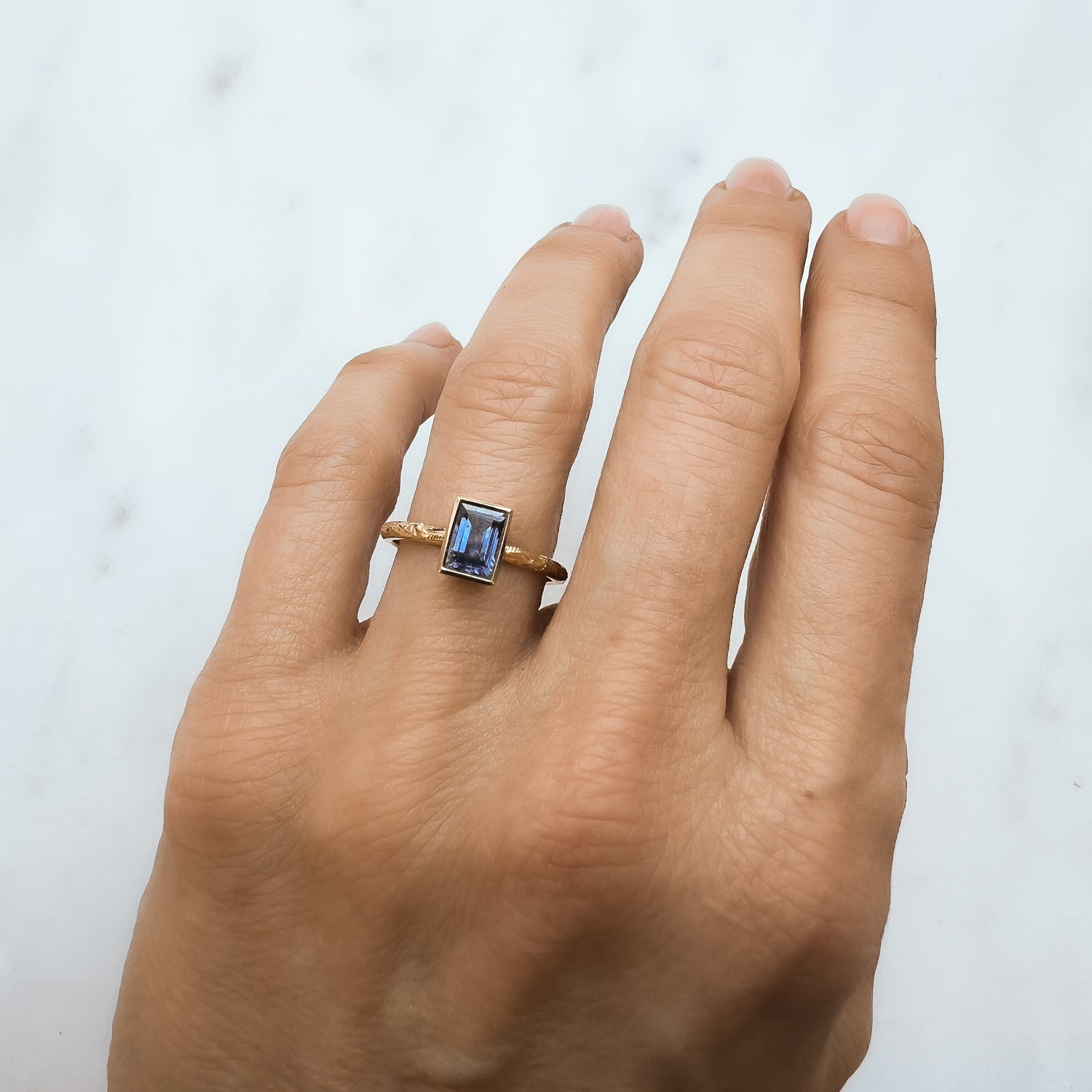 Hera Fancy Baguette Blue Sapphire Ring
