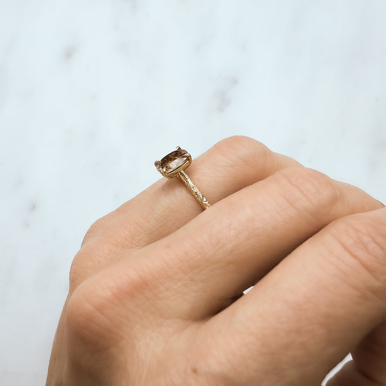 Athena Fancy Cushion Cut Gold Zircon Ring