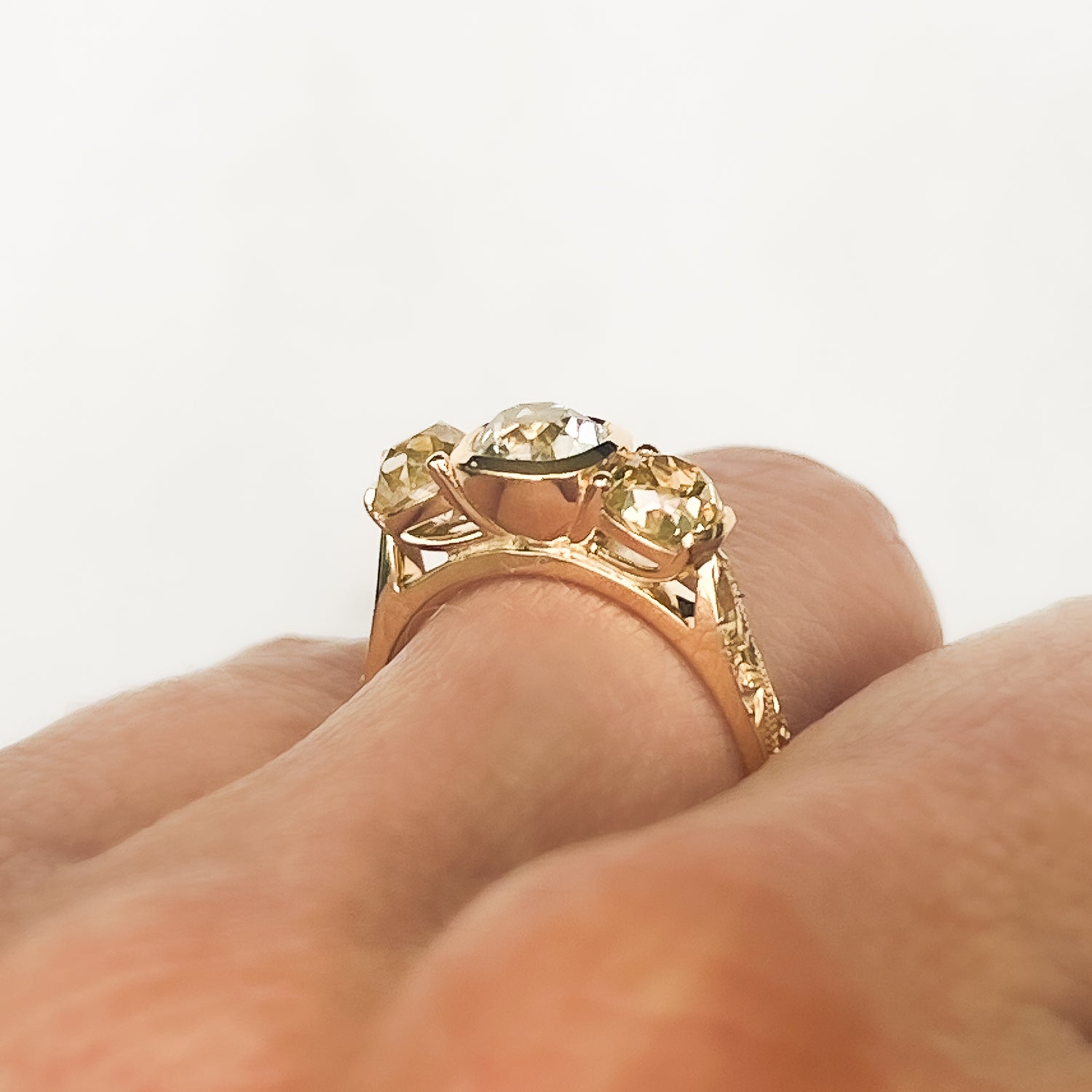 Fancy Hera Old-Cut Diamond Trilogy Ring