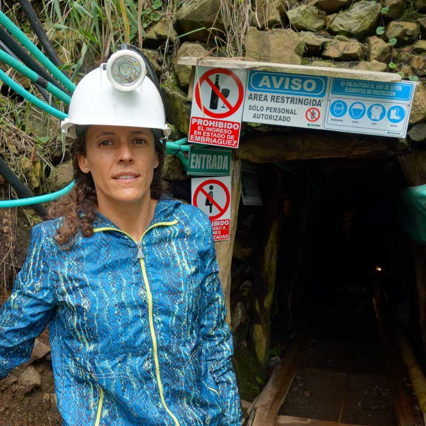 Arabel Lebrusan at the Fairmined Ecological Gold mine in La Llanada, Colombia