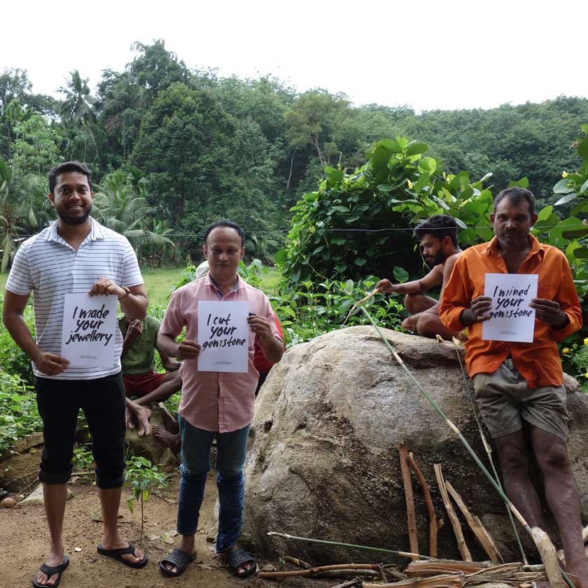 Miners at a sustainable sapphire mine in Sri Lanka