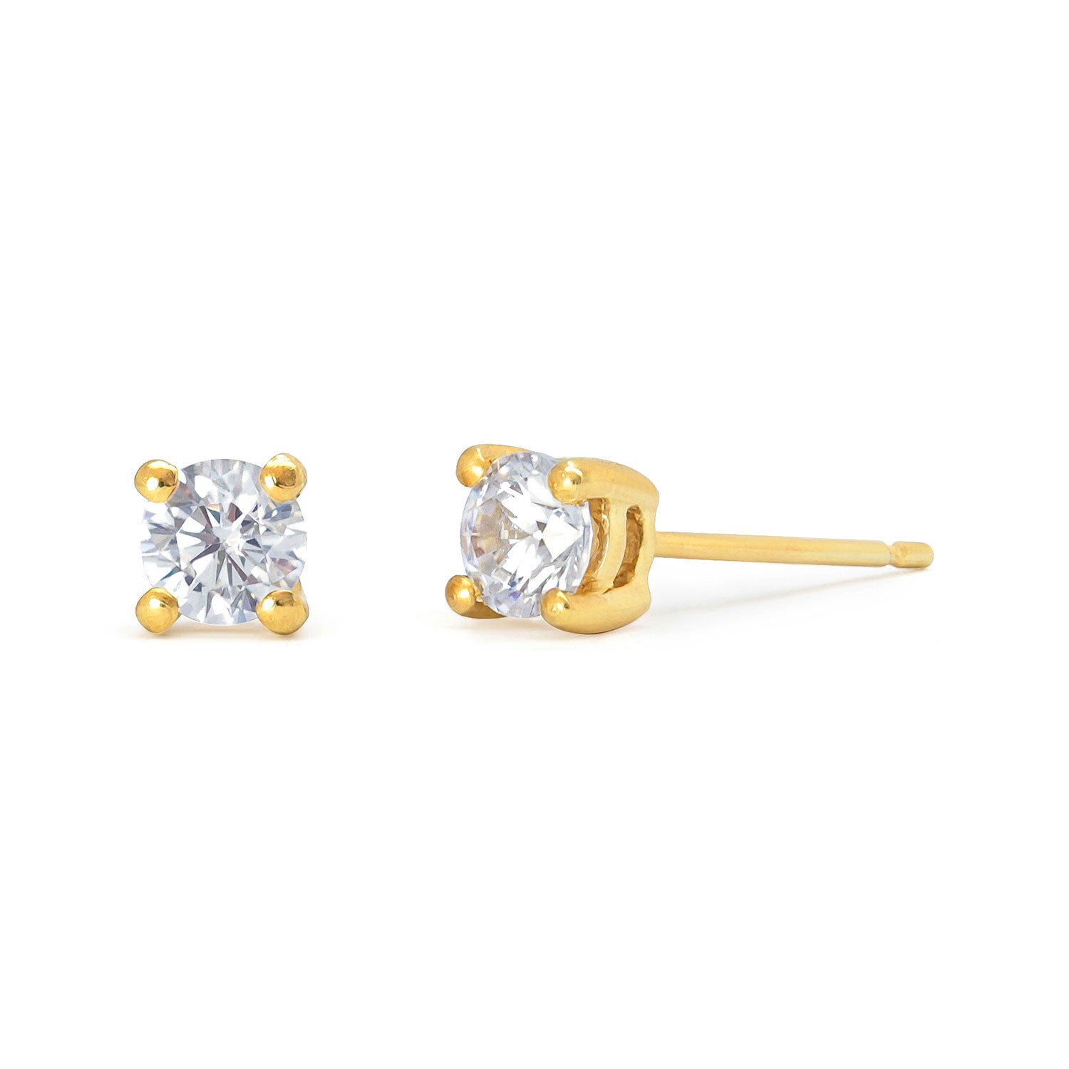 Perfectus Artisanal Gold and Recycled Diamond Claw-set Stud Earrings