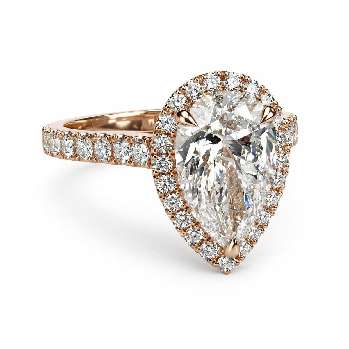 Bespoke Tarik Pear-Cut Diamond Halo Engagement Ring