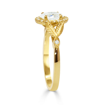 Bespoke Nature-Inspired Engagement Ring, Fairtrade yellow gold and a Canada Mark oval diamond 2