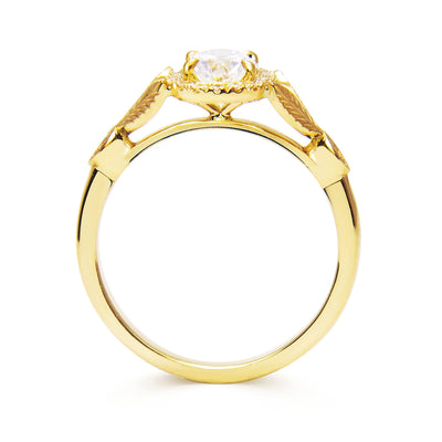 Bespoke Nature-Inspired Engagement Ring, Fairtrade yellow gold and a Canada Mark oval diamond 3