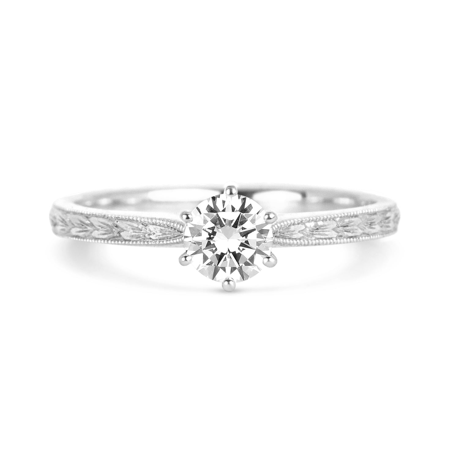 Engraved in my Heart Diamond Solitaire Ring, Platinum