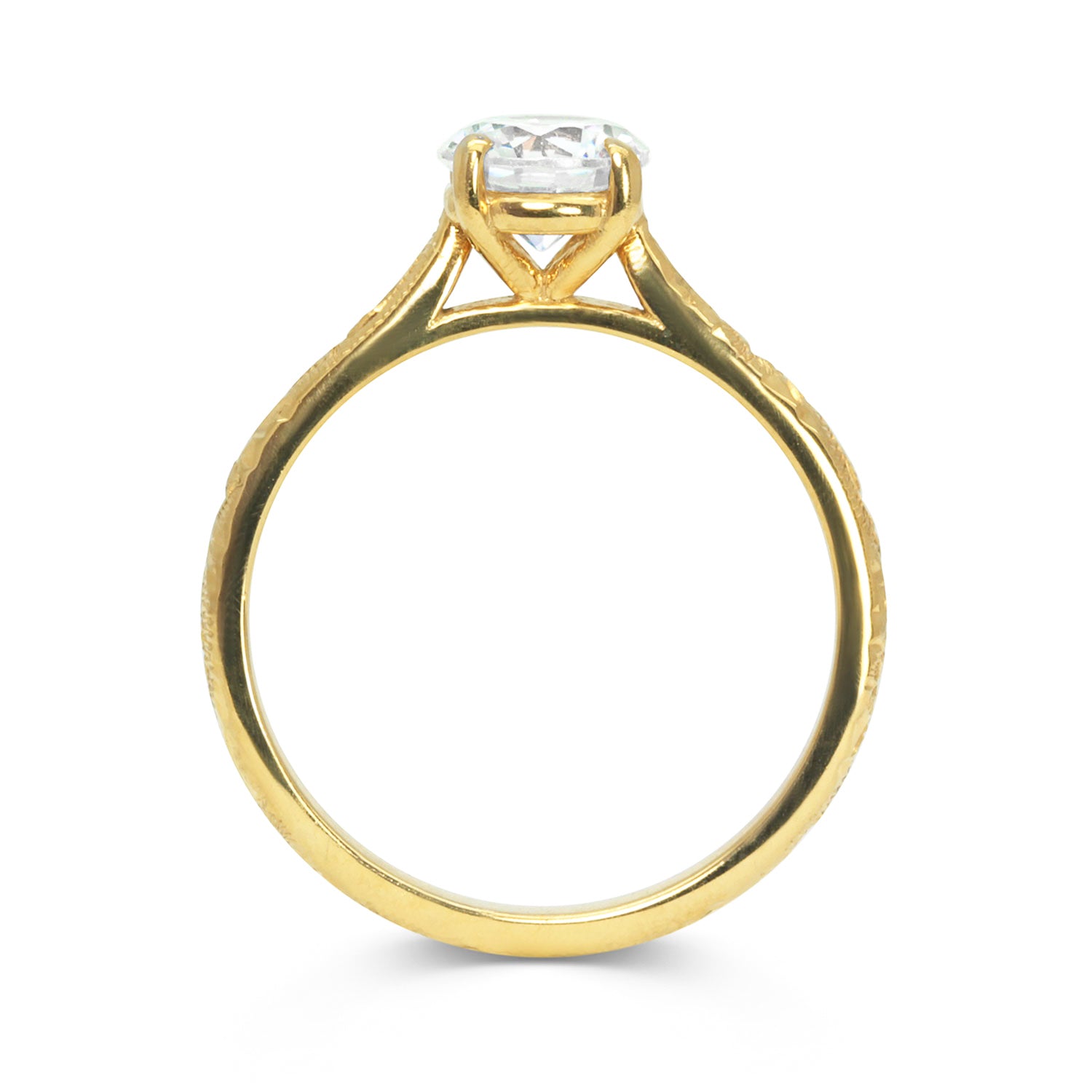 Athena Grande Ethical Diamond Gold Engagement Ring, 18ct ethical yellow gold and a large conflict-free diamond, side view
