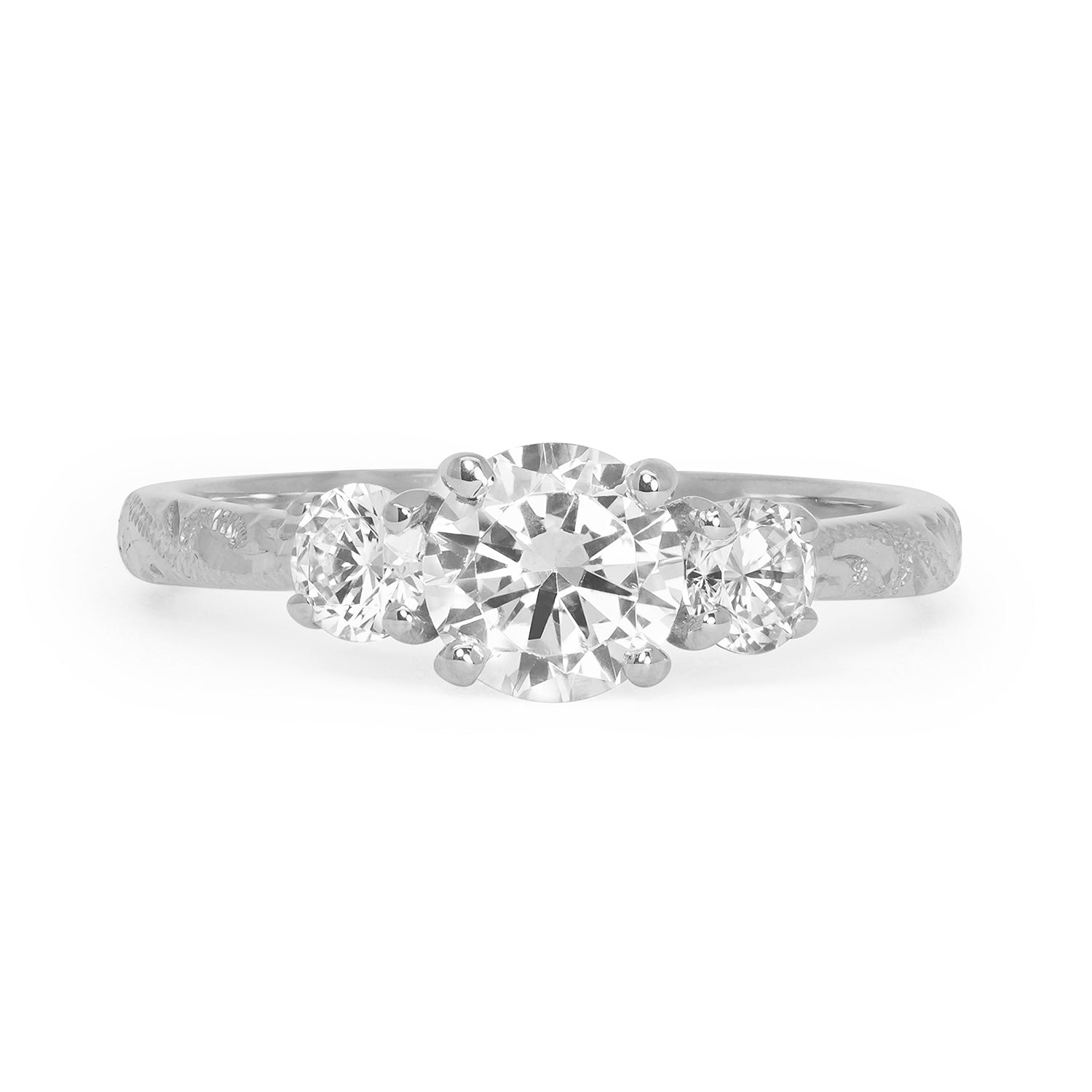 The Athena Trilogy Ethical Gold Engagement Ring with ethical diamonds and sustainable white gold