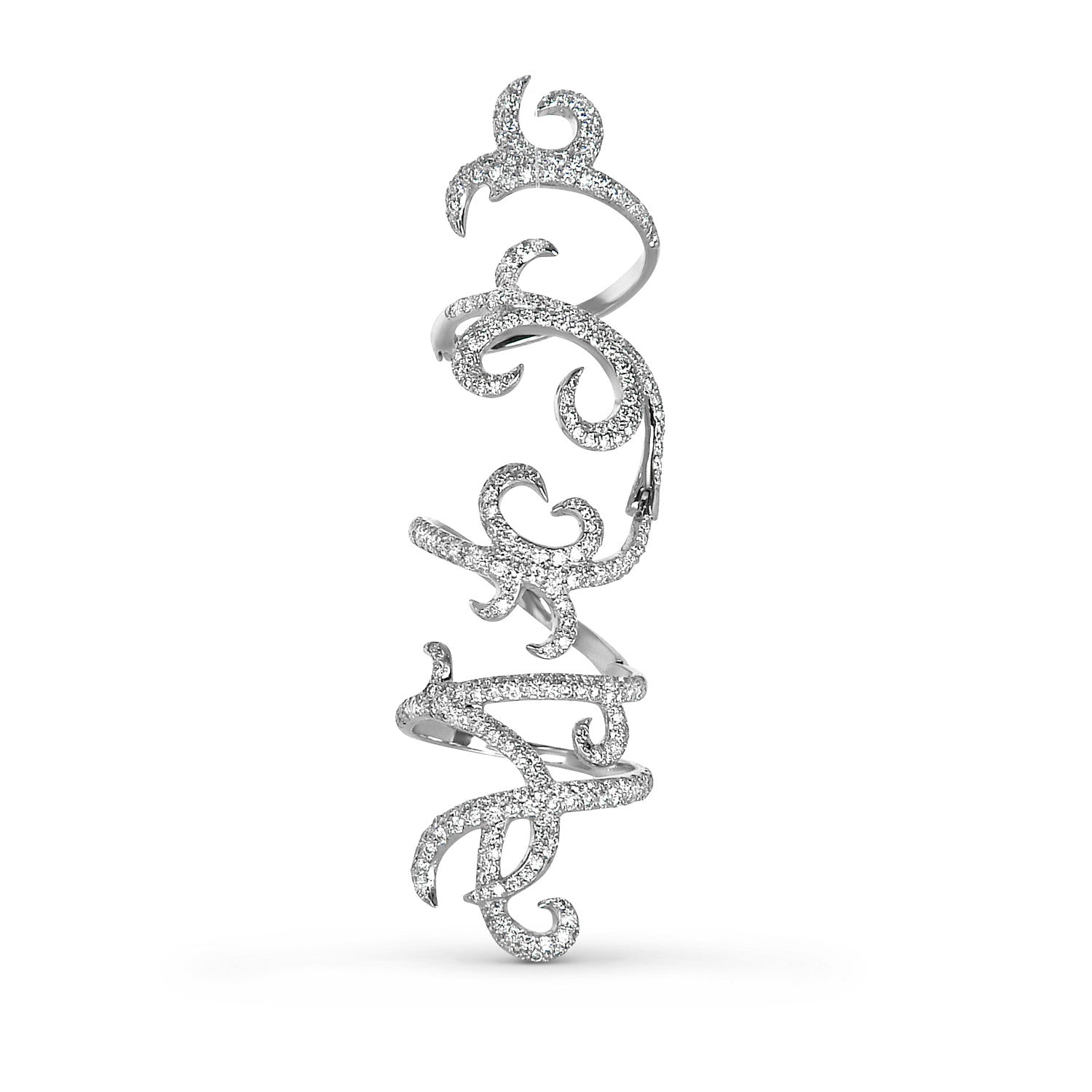 Bespoke Articulated Diamond ring in 18ct recycled white gold