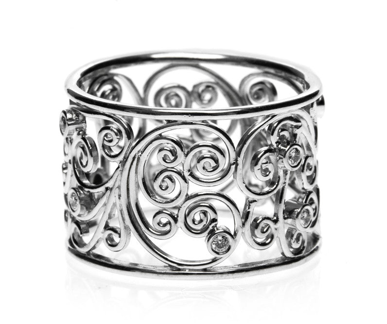 Bespoke Molly filigree engagement ring - 18ct ethical white gold and conflict-free diamonds