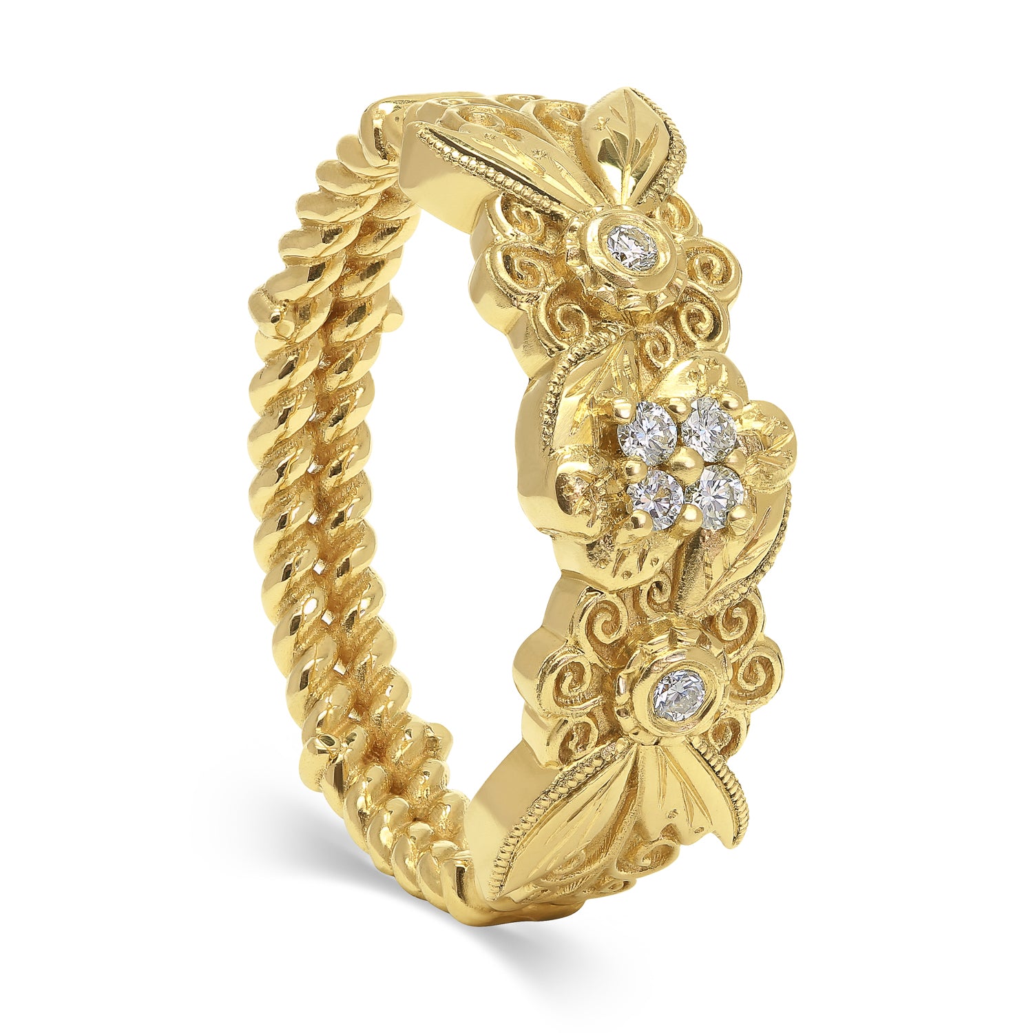 Bespoke Lace Engagement Ring, Recycled Yellow Gold and Ethical Diamonds 2