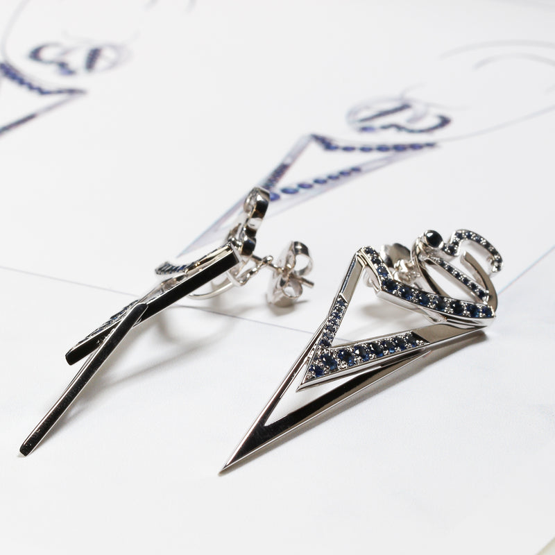 Bespoke Arrow Sapphire Earrings
