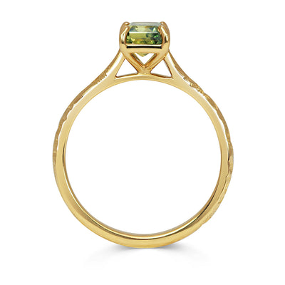 Fancy Athena Green Emerald Cut Sapphire Solitaire Engagement Ring, 18ct Ethical Gold, Ready to Go 2