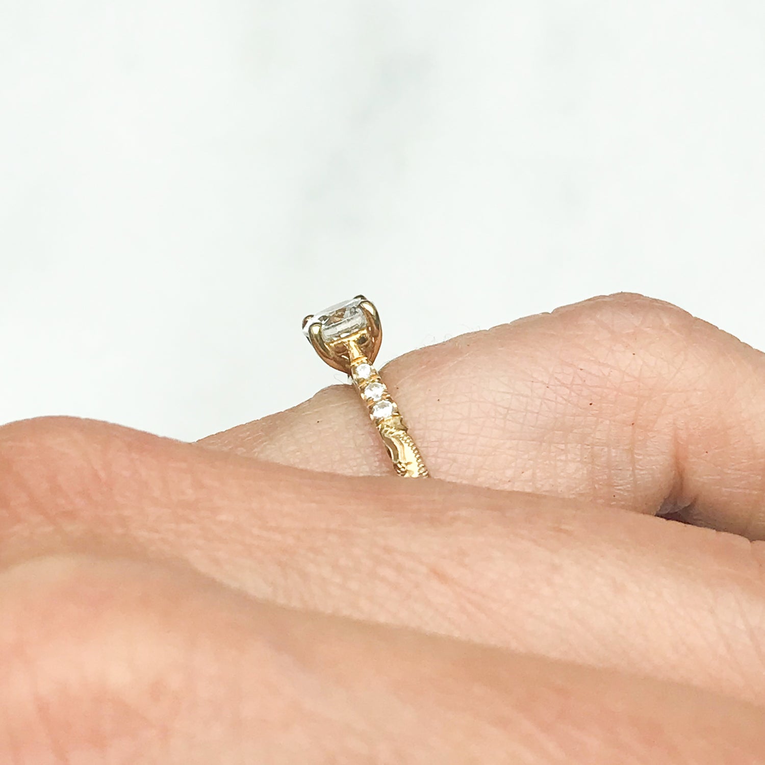 Athena Grande Stella Ethical Diamond Solitaire Engagement Ring, recycled platinum and conflict-free diamonds, on hand 3