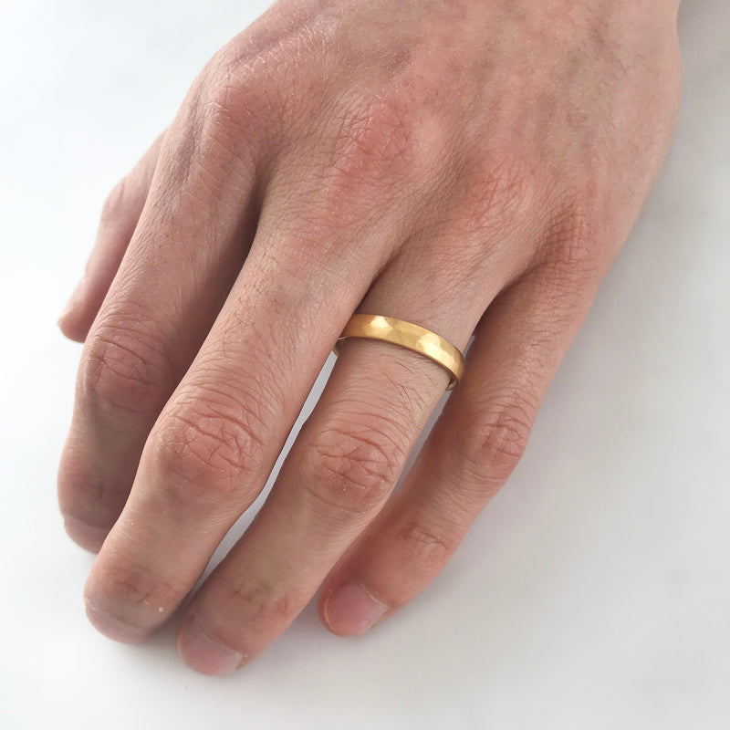 Court Hammered & Matt Ethical Gold Wedding Ring, Medium