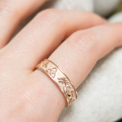 Bespoke Wedding Ring - Fairtrade rose gold with lion, dragon and Celtic Trinity Knot engraving 5