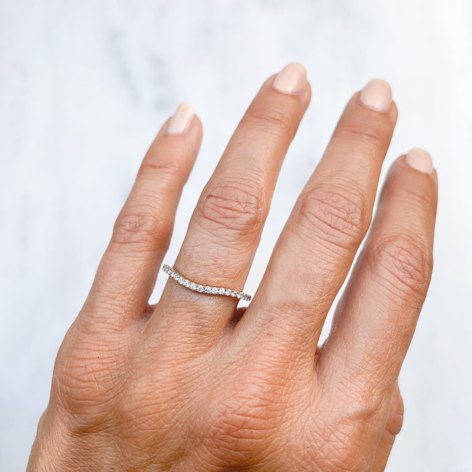 Lebrusan Studio Accademia Microset Ethical Diamond Gold Wedding Band, conflict-free diamonds and 18ct recycled or Fairtrade Gold on hand 2