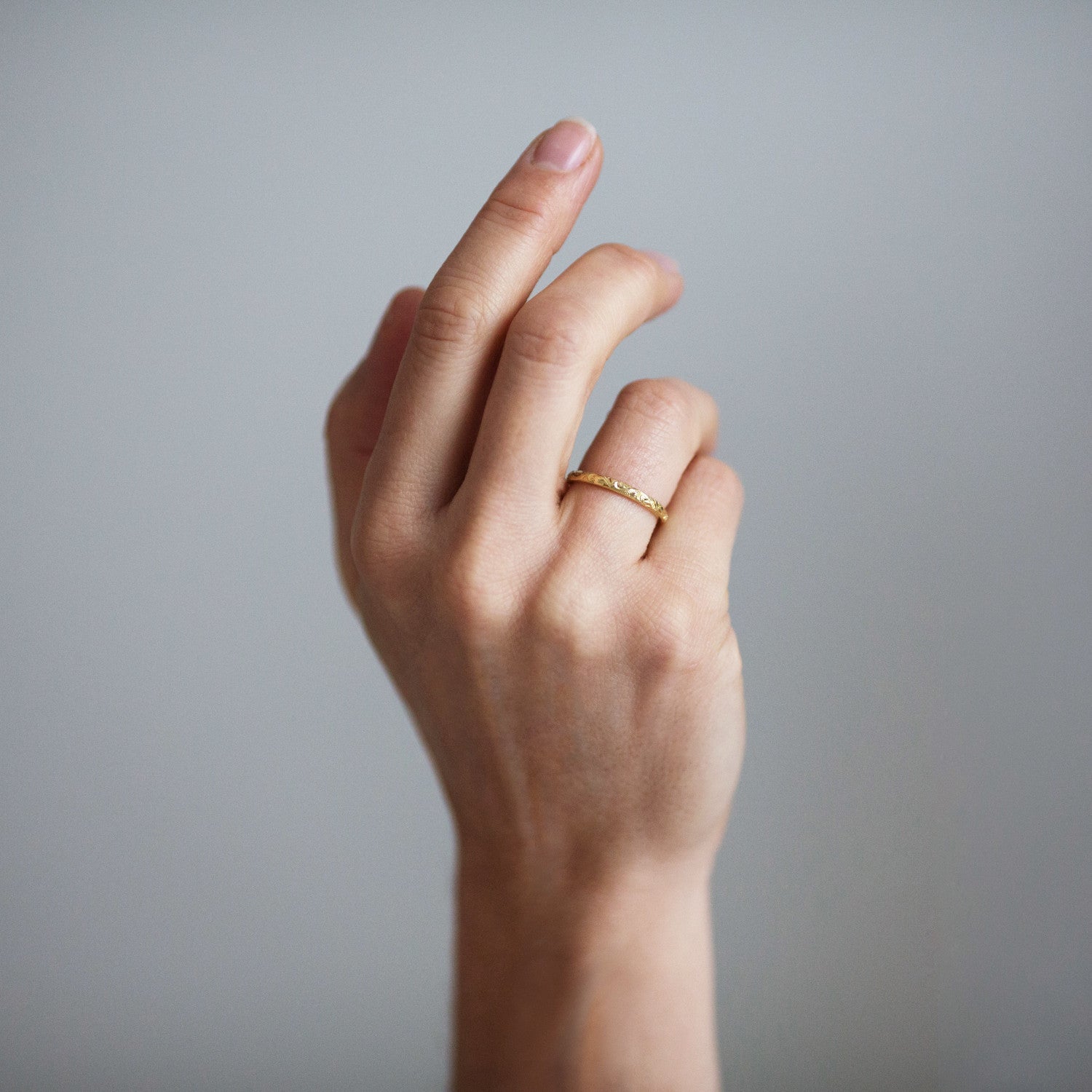 Scrolls Engraved Ethical Gold Wedding Ring, 2mm 3