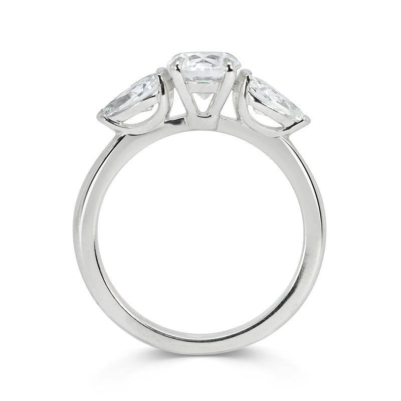 Bespoke Trilogy Engagement Ring, cast in sustainable recycled platinum and set with a trilogy of traceable diamonds