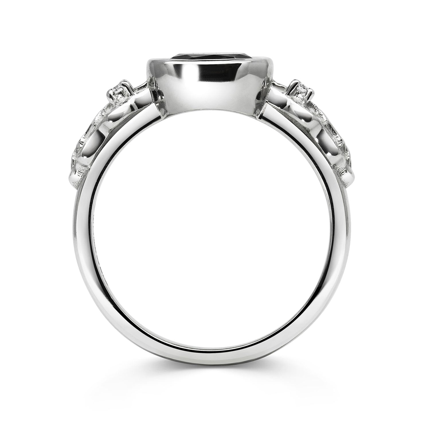 Bespoke Siobhan engagement ring - Sri Lankan green sapphire, nature-inspired motifs and white Fairmined Ecological Gold 3