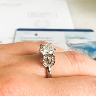 Bespoke Horseshoe Engagement Ring - 100% recycled platinum and diamond-set horseshoe shoulders 6