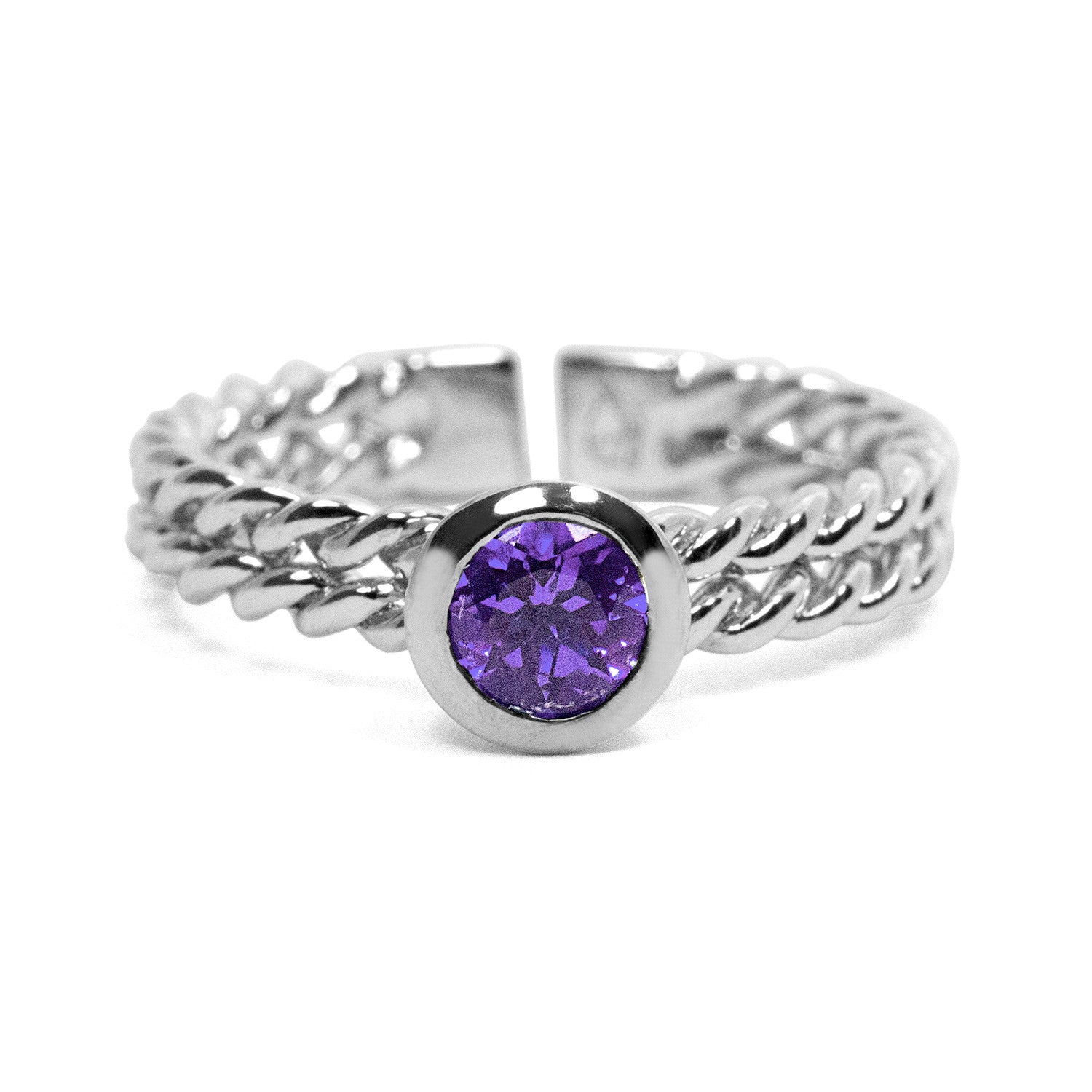 Ethical Gemstone Circle Silver Stacking Ring - Arabel Lebrusan