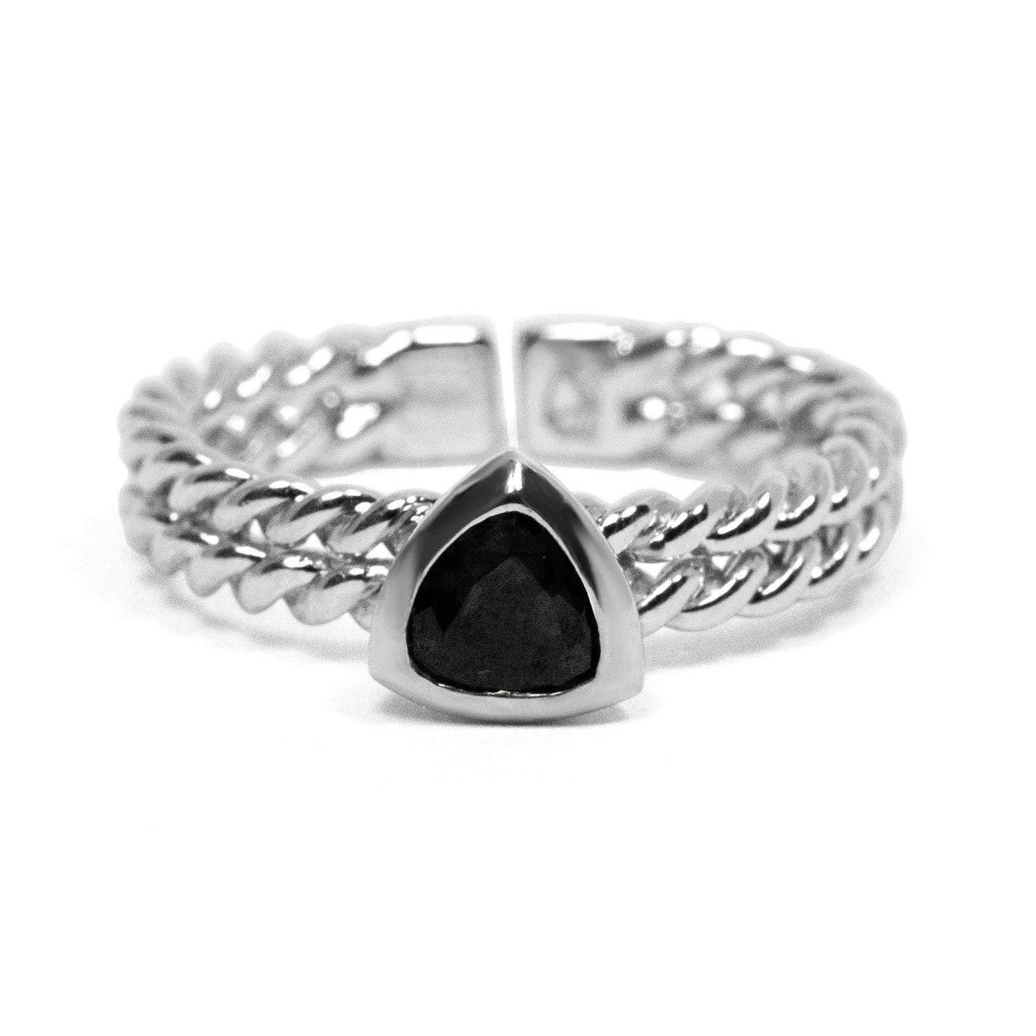 Ethical Gemstone Triangle Silver Stacking Ring - Arabel Lebrusan