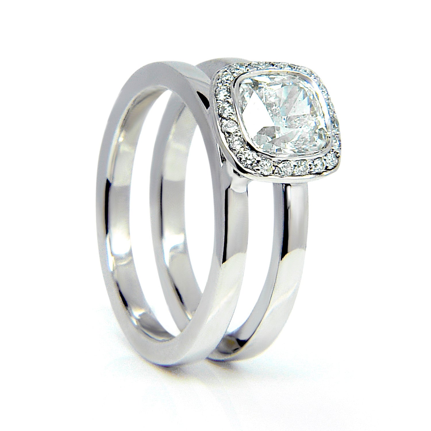 Bespoke Alistair engagement ring - 100% recycled platinum and cushion-cut, conflict-free diamond 2