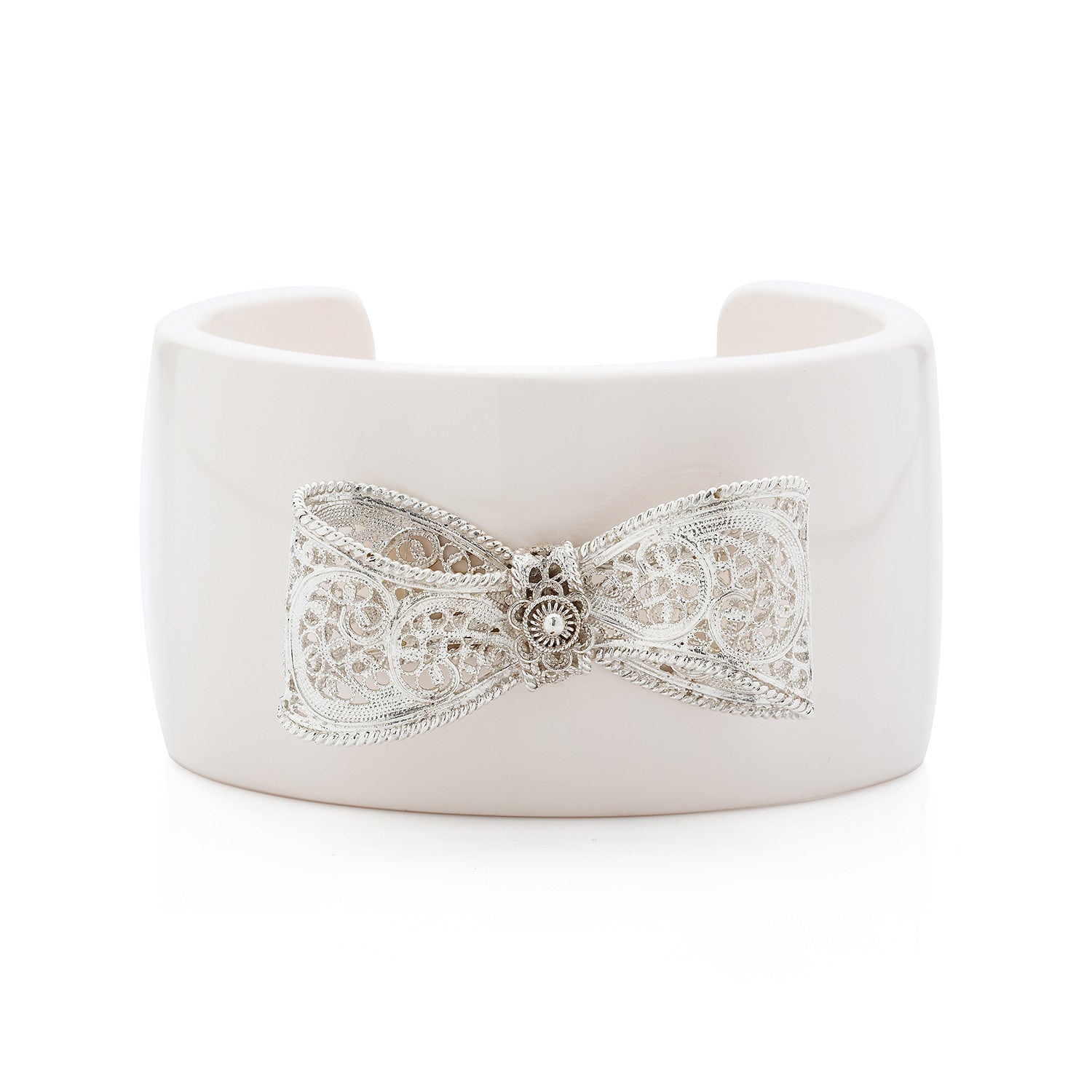 Filigree Bow Cuff in White - Arabel Lebrusan