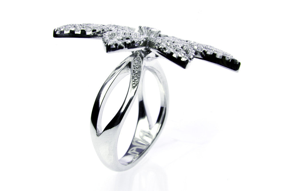 Diamond Leaf Cocktail Ring