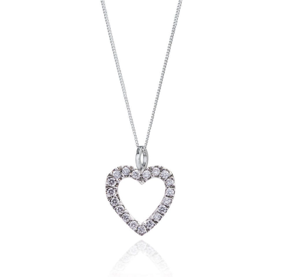 Diamond Heart Pendant. Fairtrade 18ct White gold