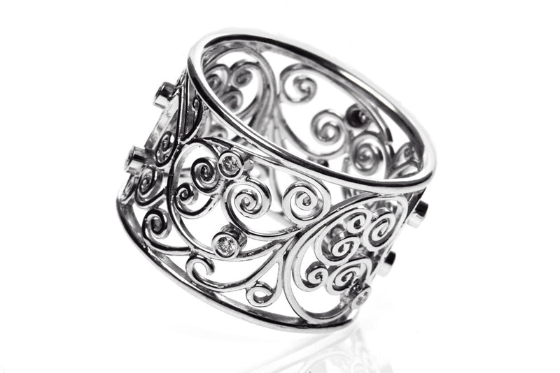 Bespoke Molly filigree engagement ring - 18ct ethical white gold and conflict-free diamonds