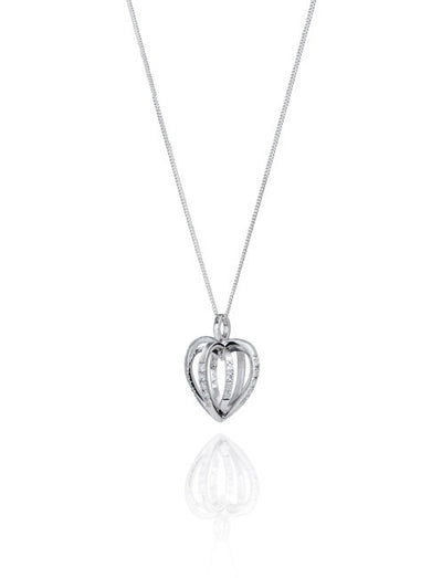 Diamond Sequin Heart Pendant, 18ct Ethical White Gold