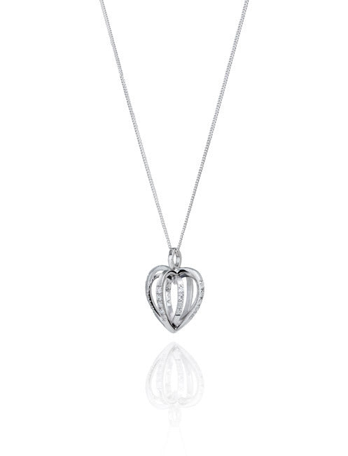 Diamond Sequin Heart Pendant, 18ct Ethical White Gold