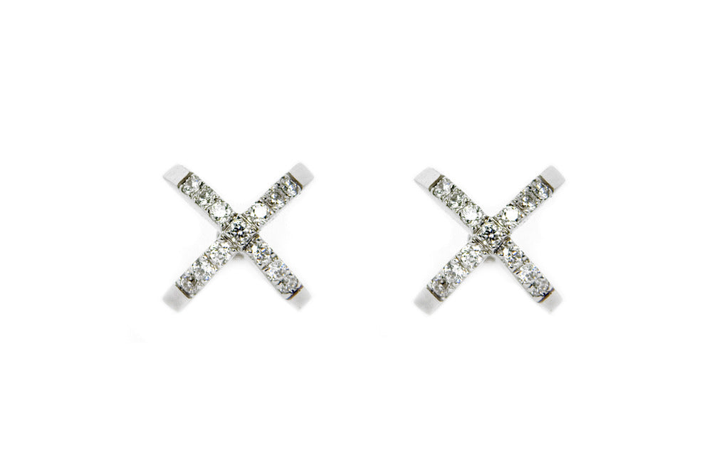 Diamond Sequin Stud Earrings. White Gold - Arabel Lebrusan