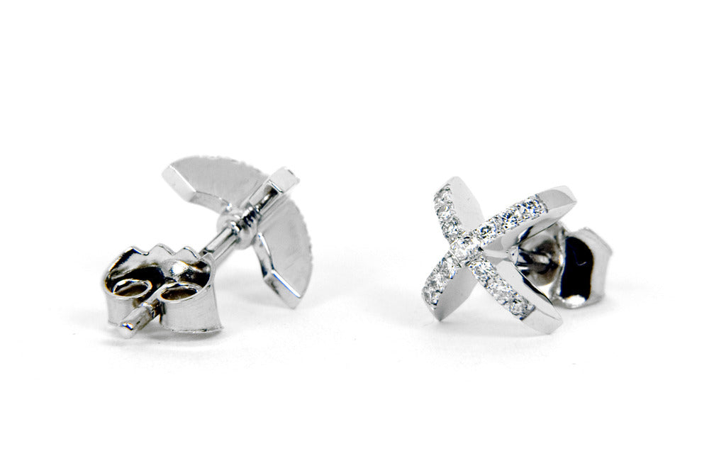 Diamond Sequin Stud Earrings. White Gold - Arabel Lebrusan