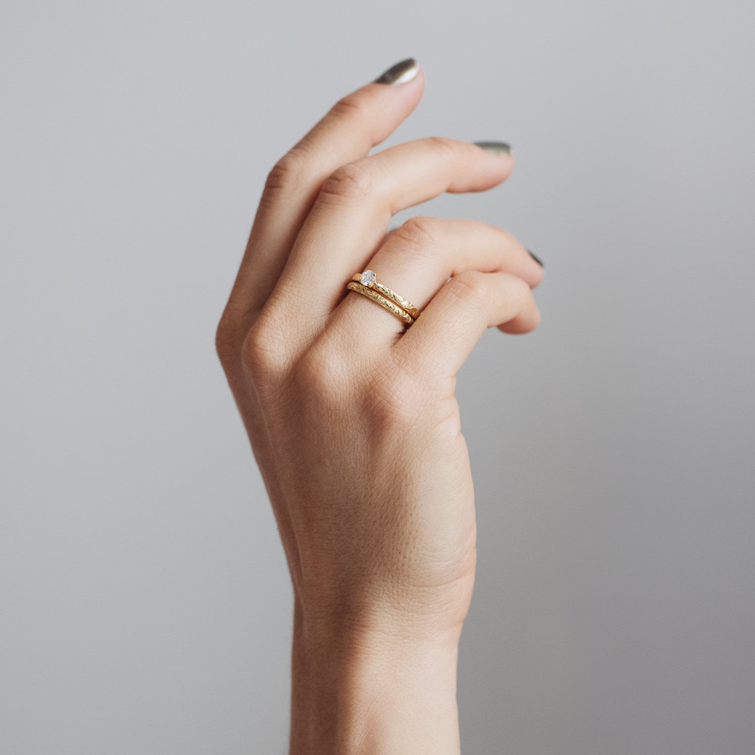 Scrolls Engraved Ethical Gold Wedding Ring, 2mm 7