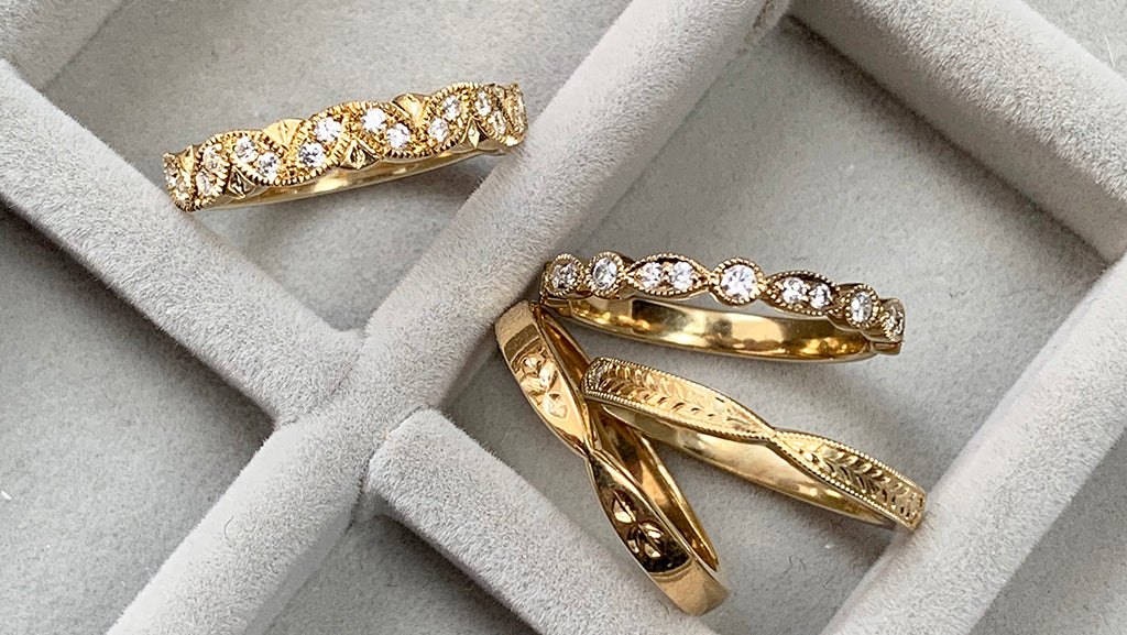Hand Engraved Wedding Band, Vintage Wedding Ring, Black Gold Wedding Band,  Men's Wedding Band, Unique Antique