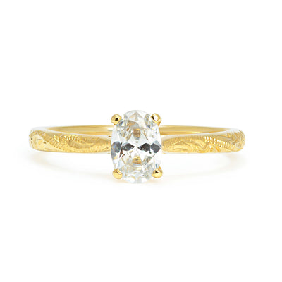 Athena Grande Ethical Diamond Gold Engagement Ring, 18ct recycled yellow gold and oval-cut conflict-free diamond