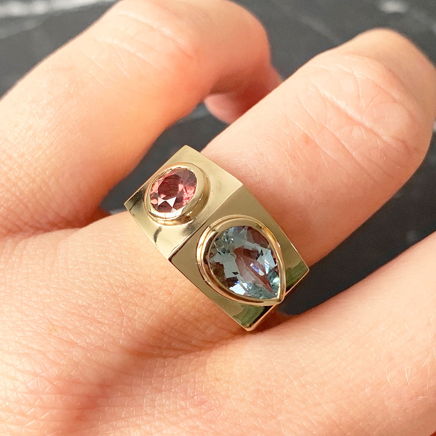 Atahensic Ring with Sunset Gemstones