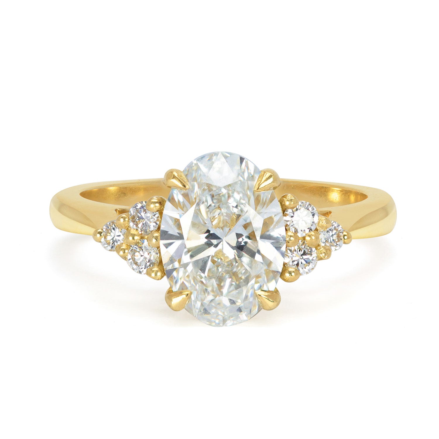 Bespoke George ethical recycled gold and lab-grown diamond cluster engagement ring