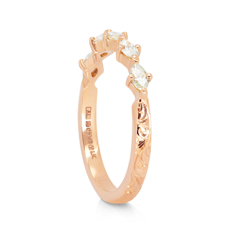 Bespoke Madeline Vintage Marquise Diamond Rose Gold Wedding Ring