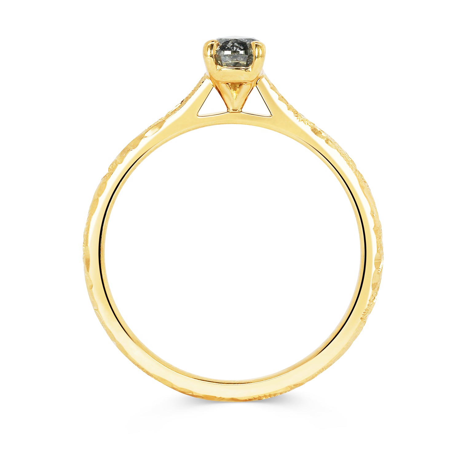 Fancy Athena Pear Cut Salt & Pepper Diamond Engagement Ring