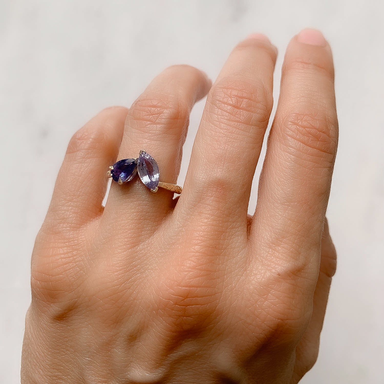 Fancy Blue Sapphire Toi et Moi Ring