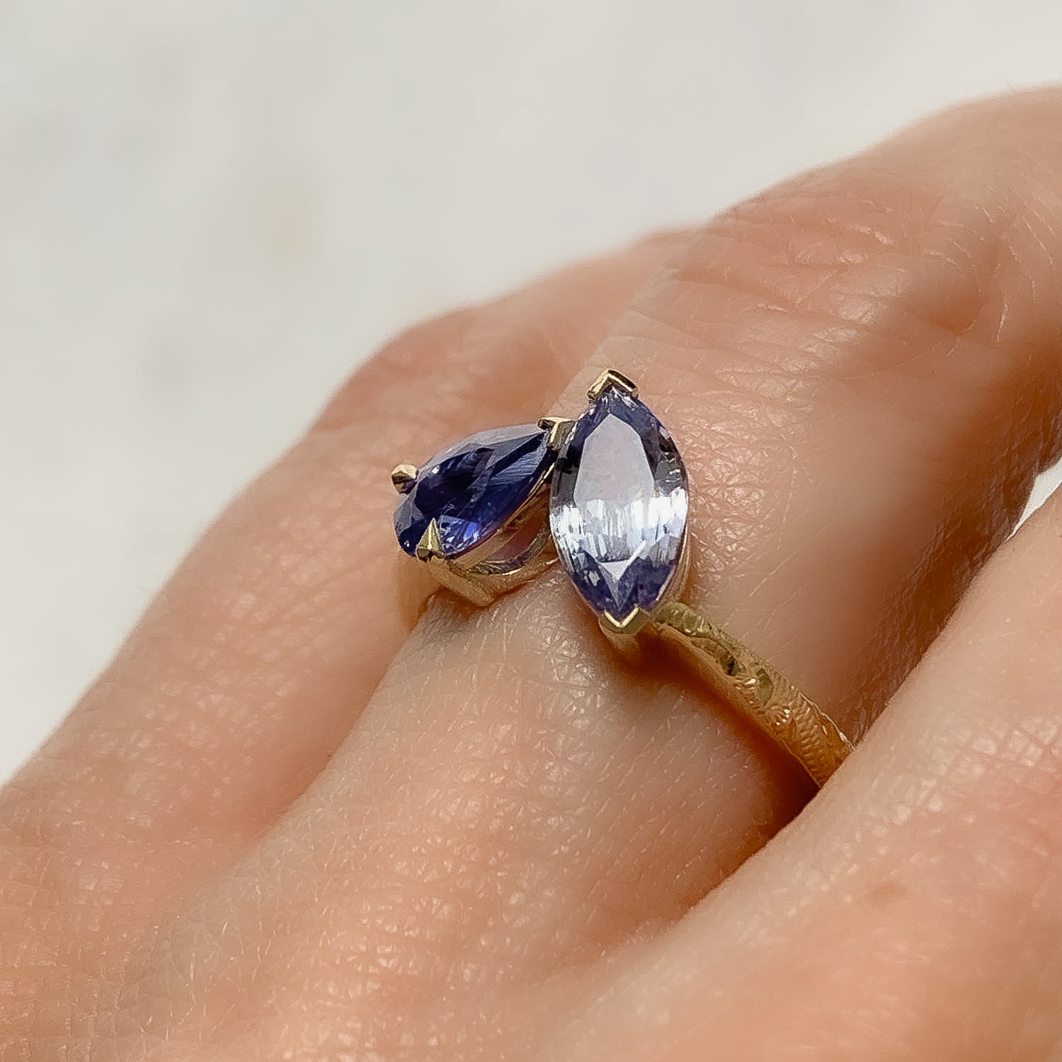 Fancy Blue Sapphire Toi et Moi Ring
